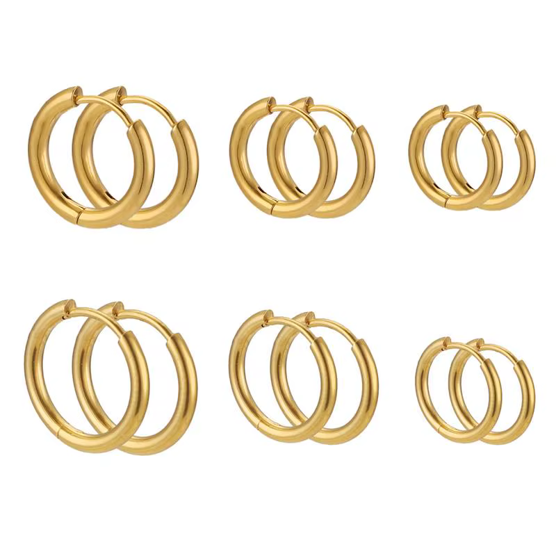 10 pièces en acier inoxydable petits cerceaux boucle d'oreille Piercing oreille Cartilage 8-20mm femmes hommes en acier inoxydable cercle rond Pendientes