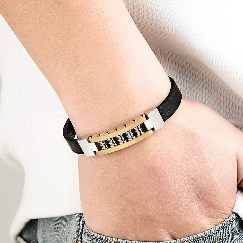 Bracelets en cuir tendance pour hommes, en acier inoxydable, tissés à la main, accessoires de bijoux, cadeaux, vente en gros, livraison directe