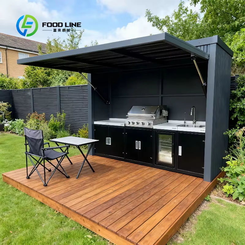Cuisine extérieure modulaire portable moderne personnalisée avec évier pour terrasse, idéale pour les loisirs en cour et la restauration en plein air