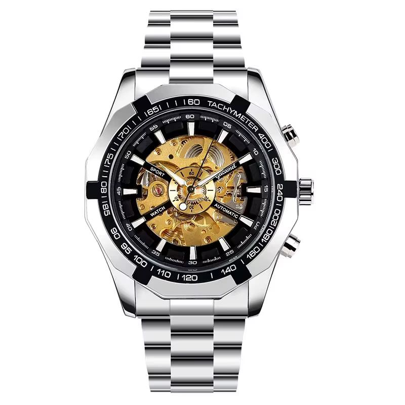 Montre pour homme, montre mécanique entièrement automatique de luxe légère, montre de mode masculine en acier inoxydable, montres-bracelets