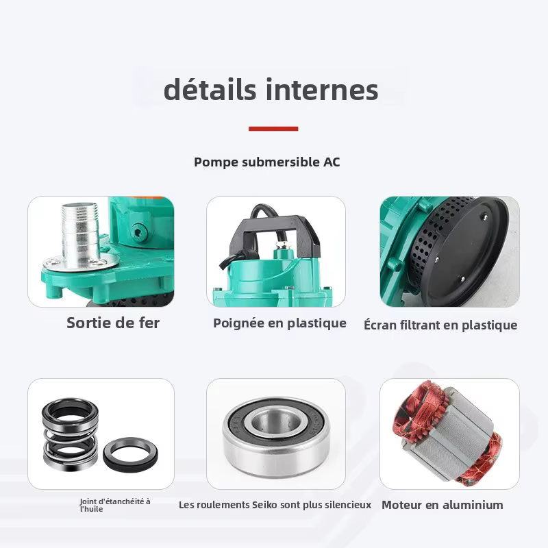 Pompe à eau Submersible électrique haute puissance, pompe à eaux usées, pompe de Drainage électrique Portable pour jardin, étang, piscine et Irrigation