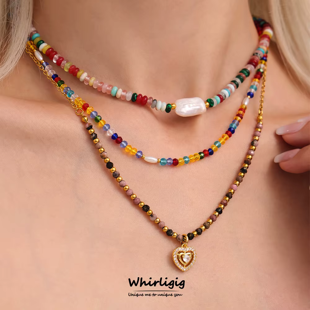 Collier pour femme en acier inoxydable avec pierres naturelles colorées, perle rectangulaire, sans décoloration, bijou à breloque