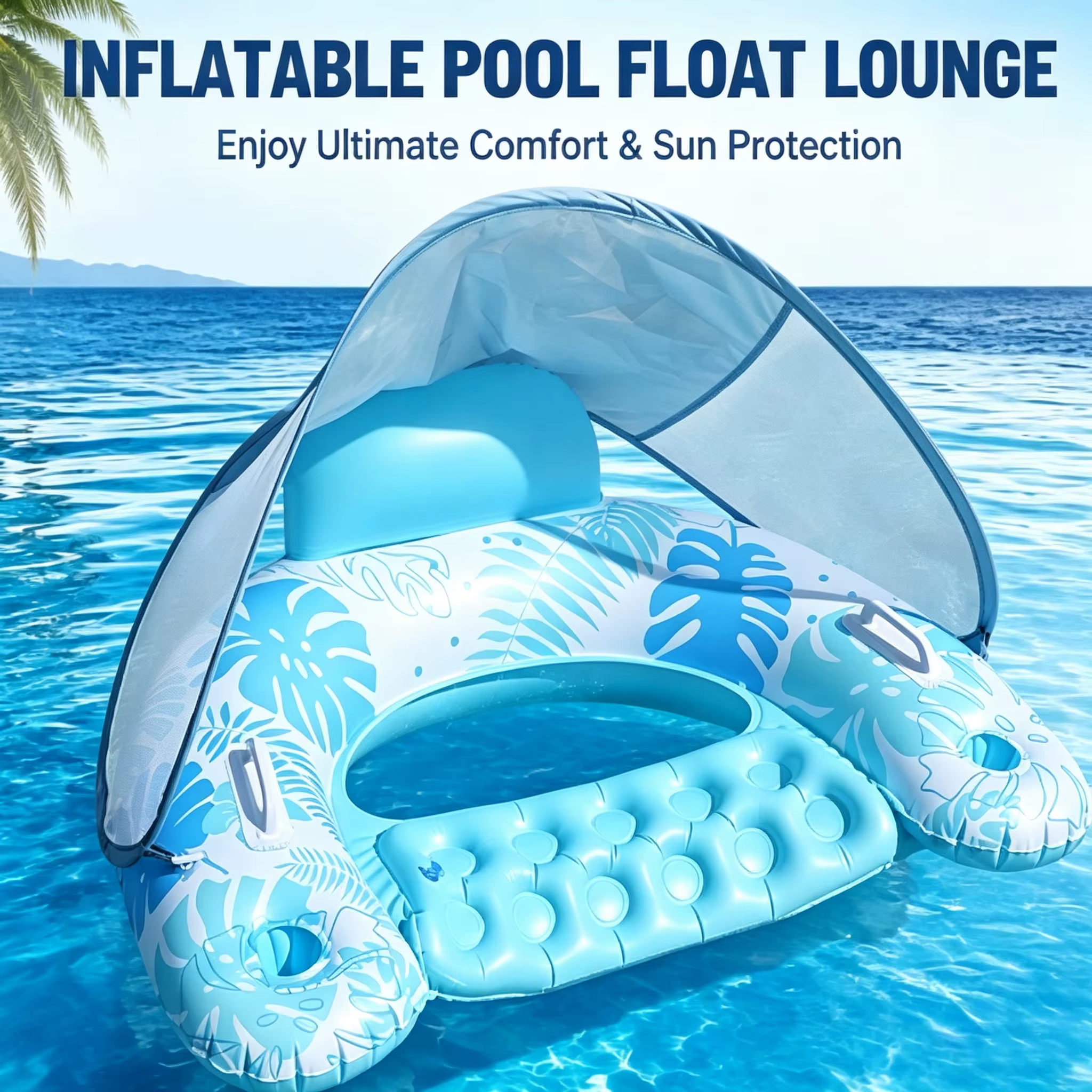 Fauteuil flottant gonflable pour piscine avec auvent pare-soleil