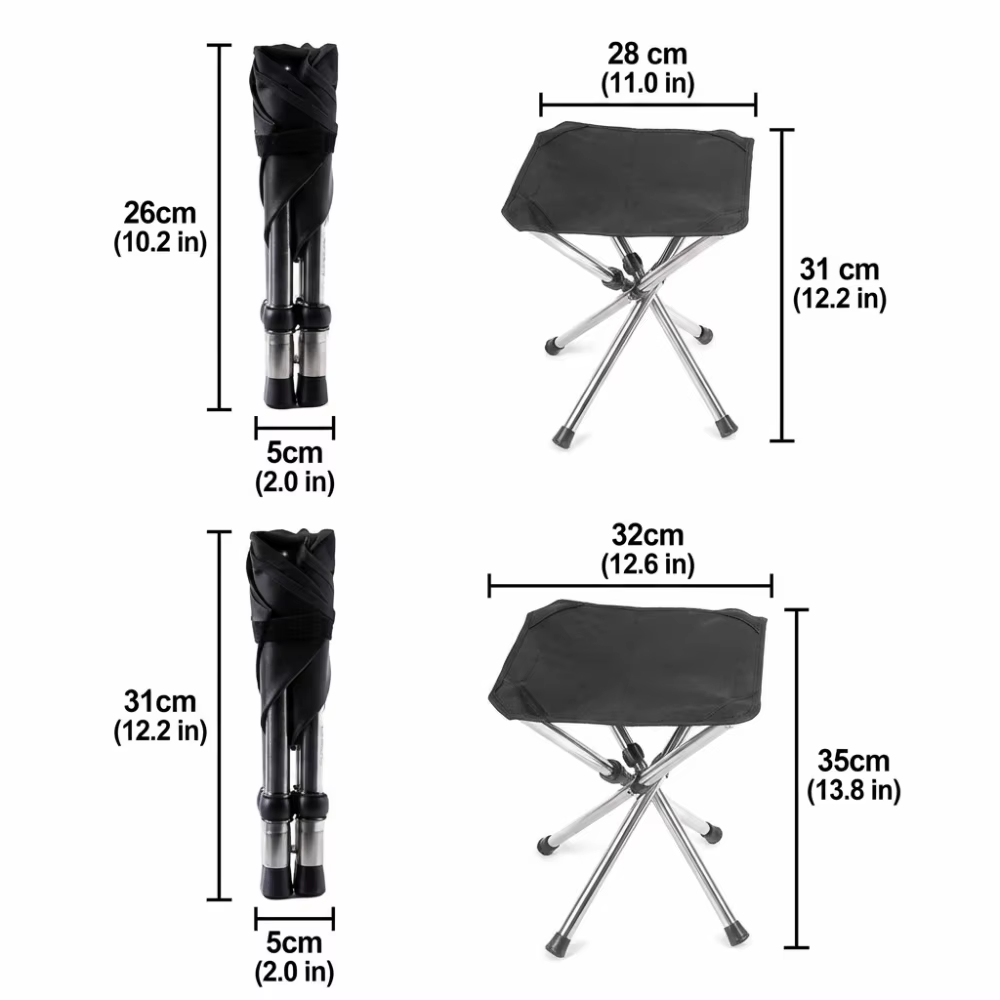 Tabouret pliant portable en acier inoxydable, design pliable, matériau robuste, siège pliable, design télescopique durable
