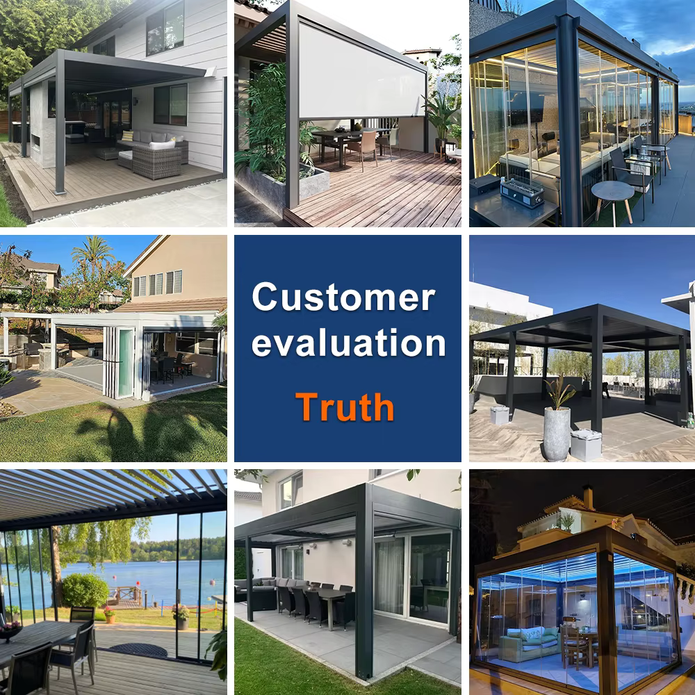 Pergola en aluminium pour terrasse européenne, auvent motorisé extérieur toutes saisons, gazebo, pavillon avec structure en alliage d'aluminium