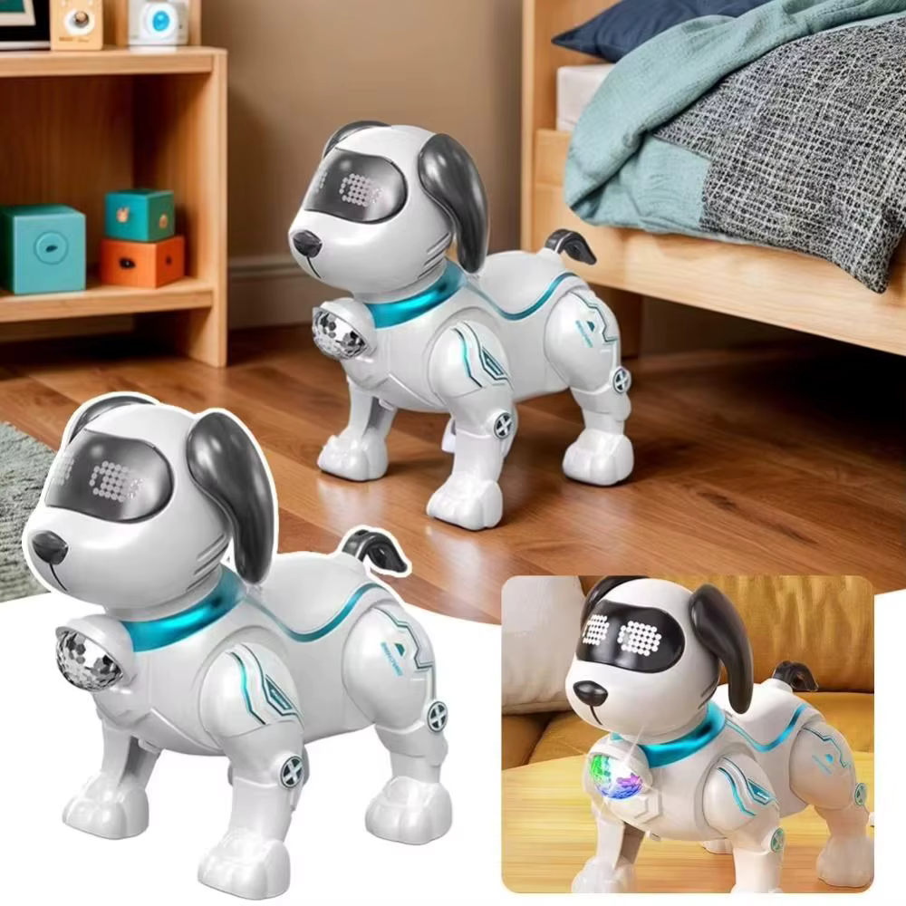 Chien robot électronique en plastique avec lumière, programmable, intelligent, interactif, qui marche, danse et fait des cascades