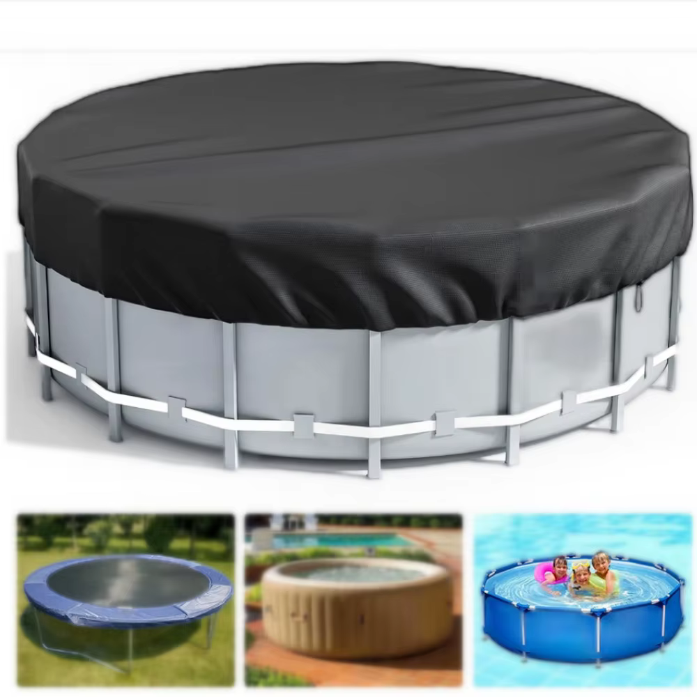 Couverture de piscine ronde universelle 210D compatible avec les piscines hors sol gonflables Intex Bestway de 6/8/10/12/15 pieds