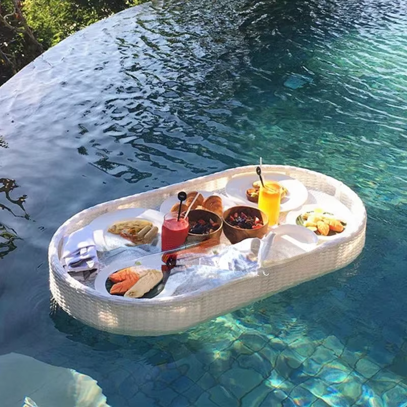 Plateau de petit déjeuner flottant pour piscine