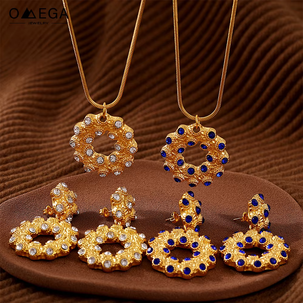 Ensemble de boucles d'oreilles pendantes en acier inoxydable avec biscuits pour femme, plaqué or 18 carats, breloque pour femme, colliers de la présidence