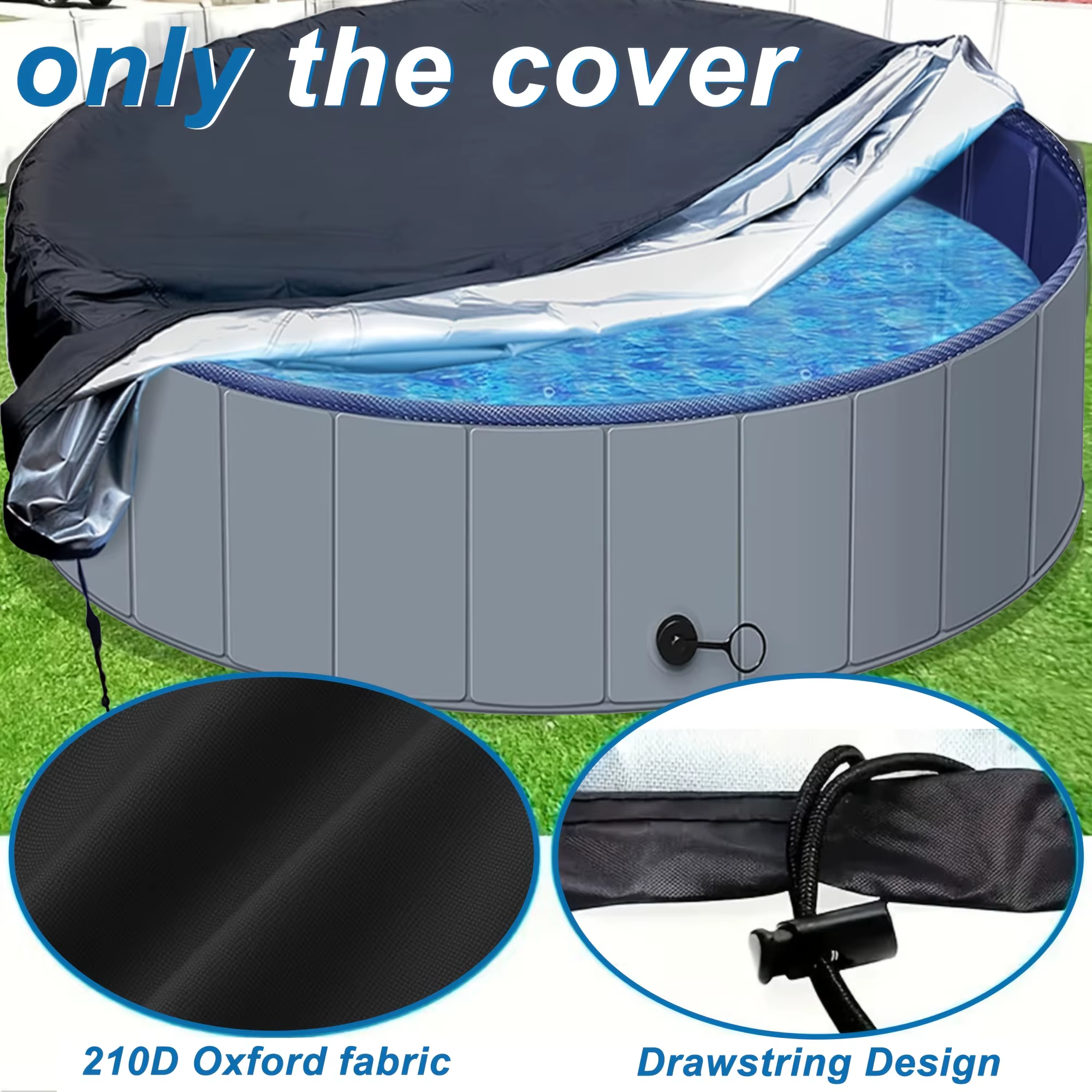 Housse de protection ronde en tissu Oxford pour piscine et baignoire pour animaux de compagnie