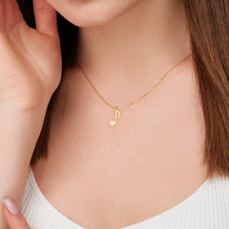 Collier avec pendentif note de musique, chaîne en acier inoxydable, symbole musical, cadeau pour femme et homme, bijoux en acier inoxydable, vente en gros, nouveauté