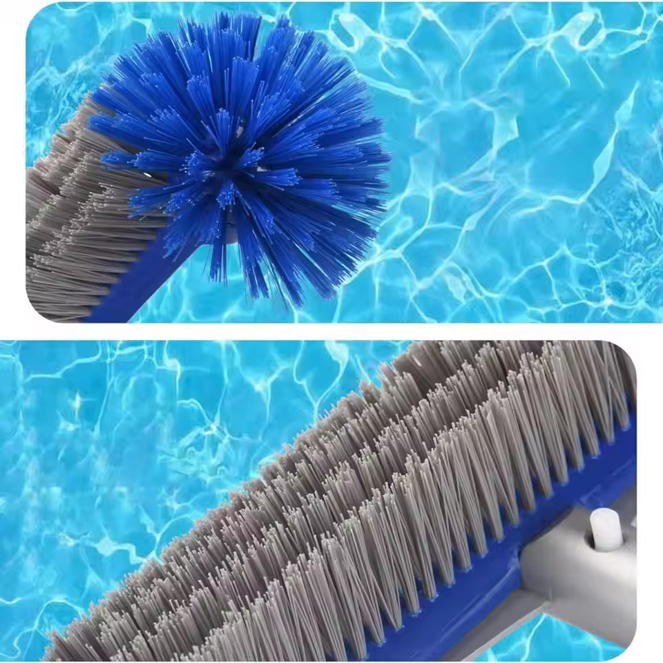Brosse de piscine, poils robustes et dos en aluminium renforcé avec clip EZ