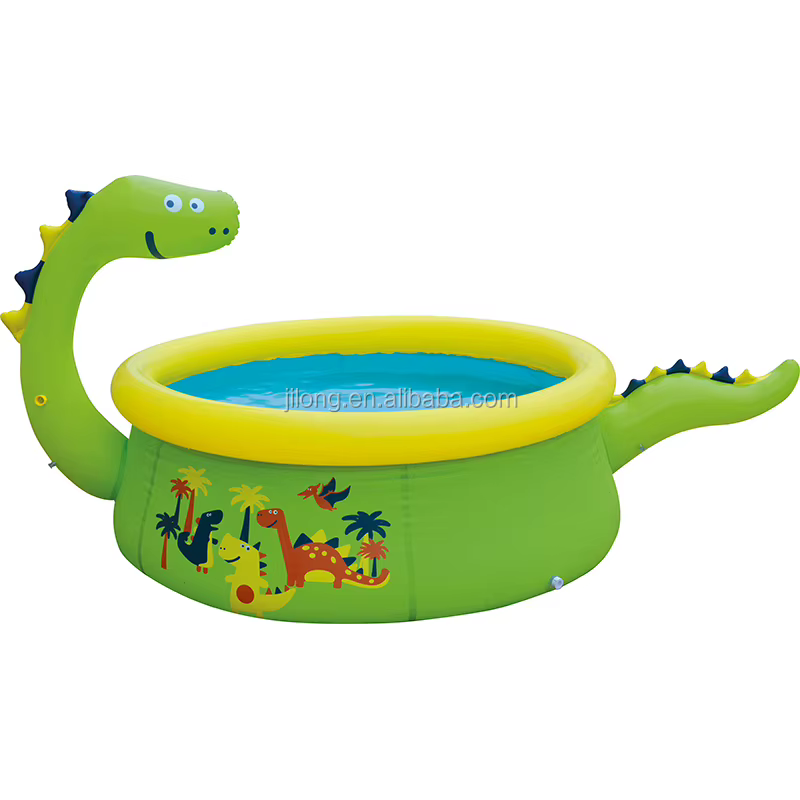 Piscine gonflable familiale 3D Dinosaures 1,75m*62cm en PVC pour jardin