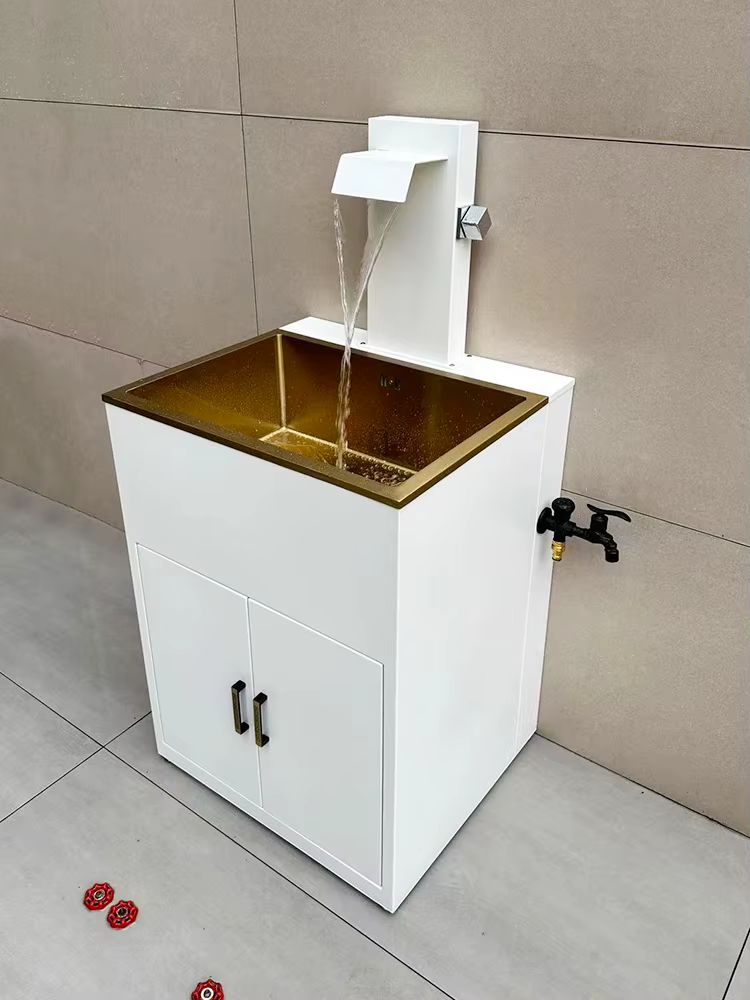 Lavabo de balcon extérieur cour blanc Simple sur pied inter-plateforme bassin terrasse jardin piscine mur évier