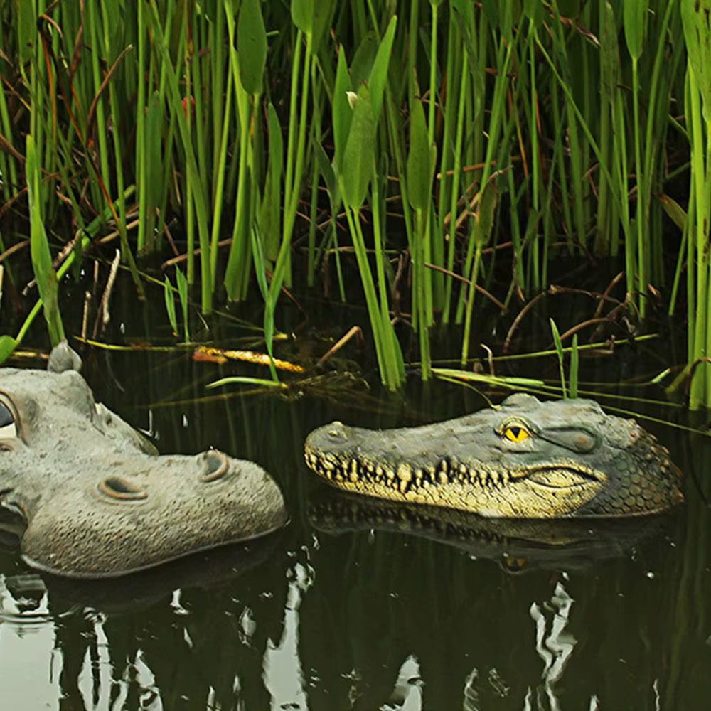 Étang créatif résine cour jardin piscine extérieure Simulation décoration flottant animaux Figurines tête de Crocodile