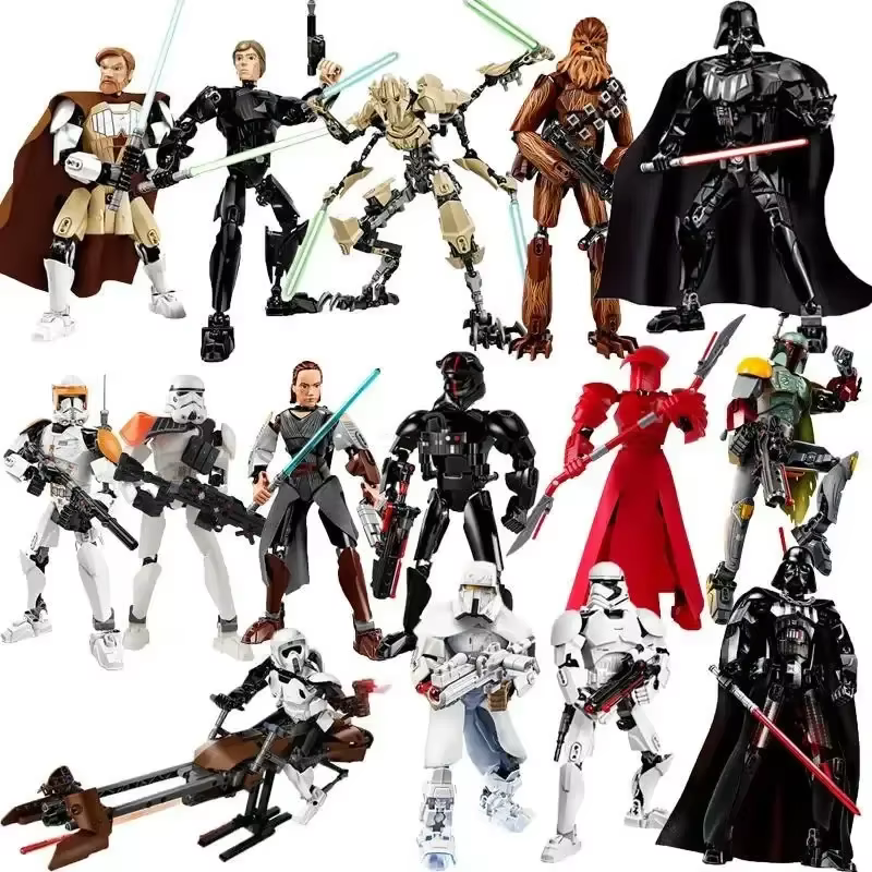 Star War Anime Figure Battle with Lightsabers Model Dolls, Mandalorian Assembling Handmade Ornements, Boy Decor Toy Gift, 452Pcs