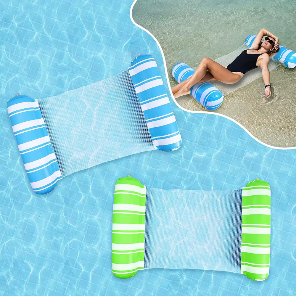 Lit flottant gonflable portatif de piscine chaise longue flottante pliable pour les loisirs de fêtes de plage