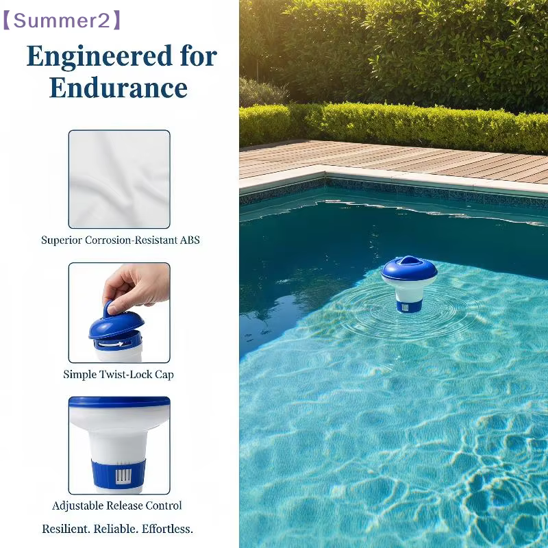 Distributeur de chlore flottant pour piscine de 5 pouces avec aérations à débit réglable et couvercle anti-fuite pour