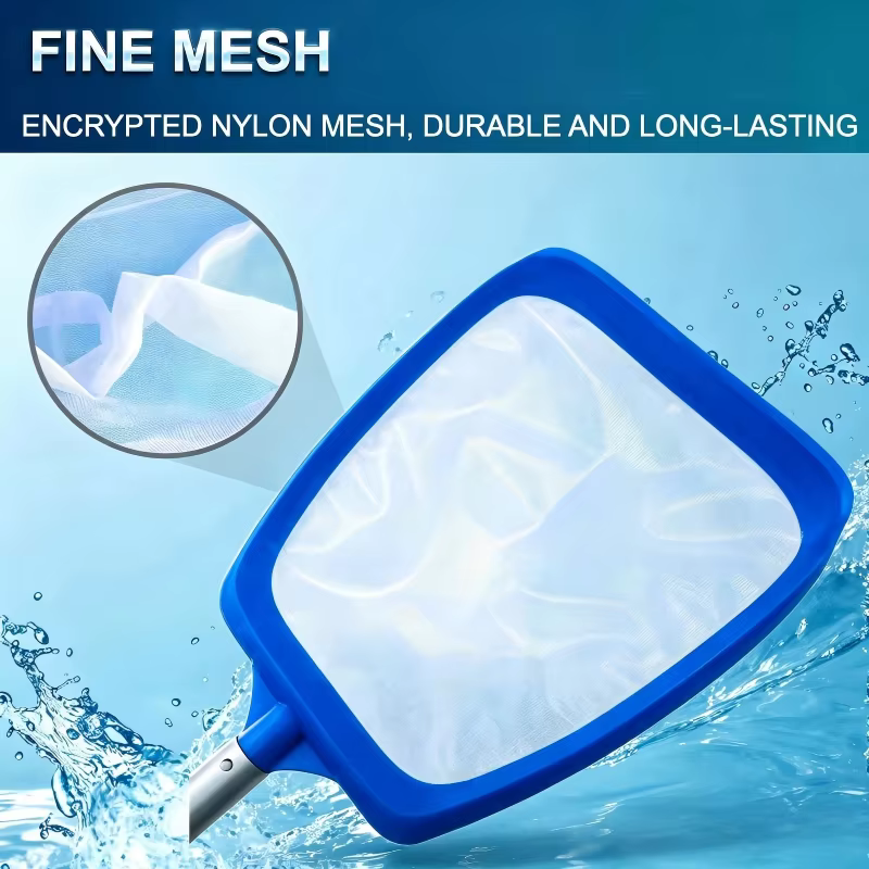 Épuisette de nettoyage de piscine en nylon dense avec manche en aluminium pour ramasser les feuilles