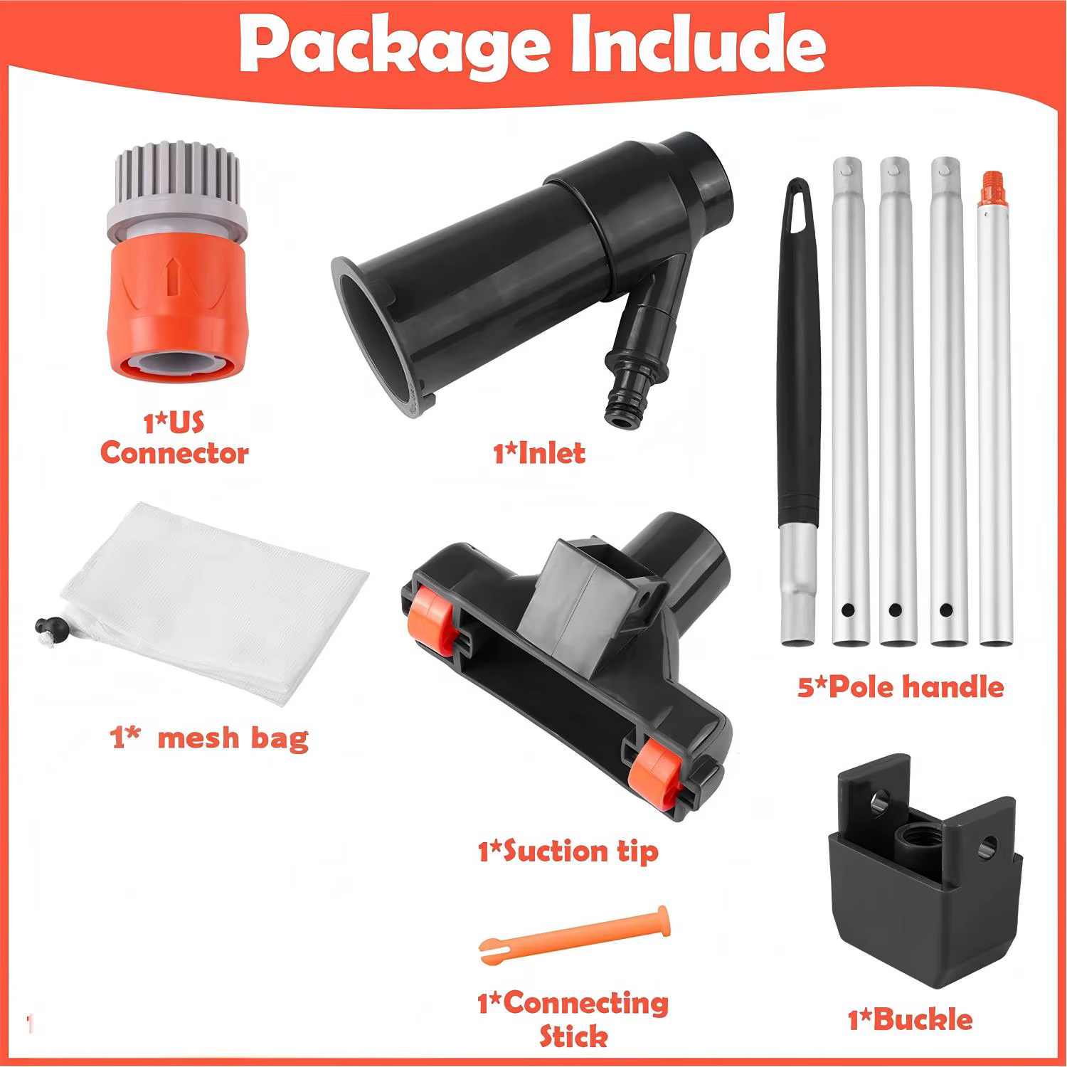 Kit de nettoyage de piscine : Épuisette et outil