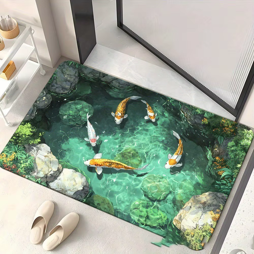 Paillasson à Illususion d'optique 3D en crocodiles dans la piscine