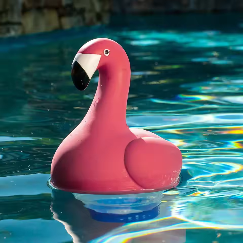 Distributeur de chlore flottant en forme de flamant rose pour piscine