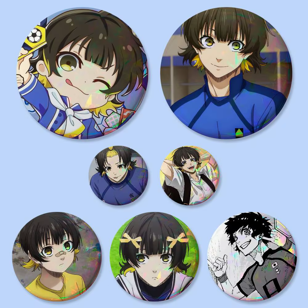 1 pièce Badges M-meguru Bachira Kawaii Mignons, ronds de 25, 32, 44, 58, 75 mm, épingles de cosplay, décorations de sac, cadeaux pour fans, collection, amis, broches, souvenirs