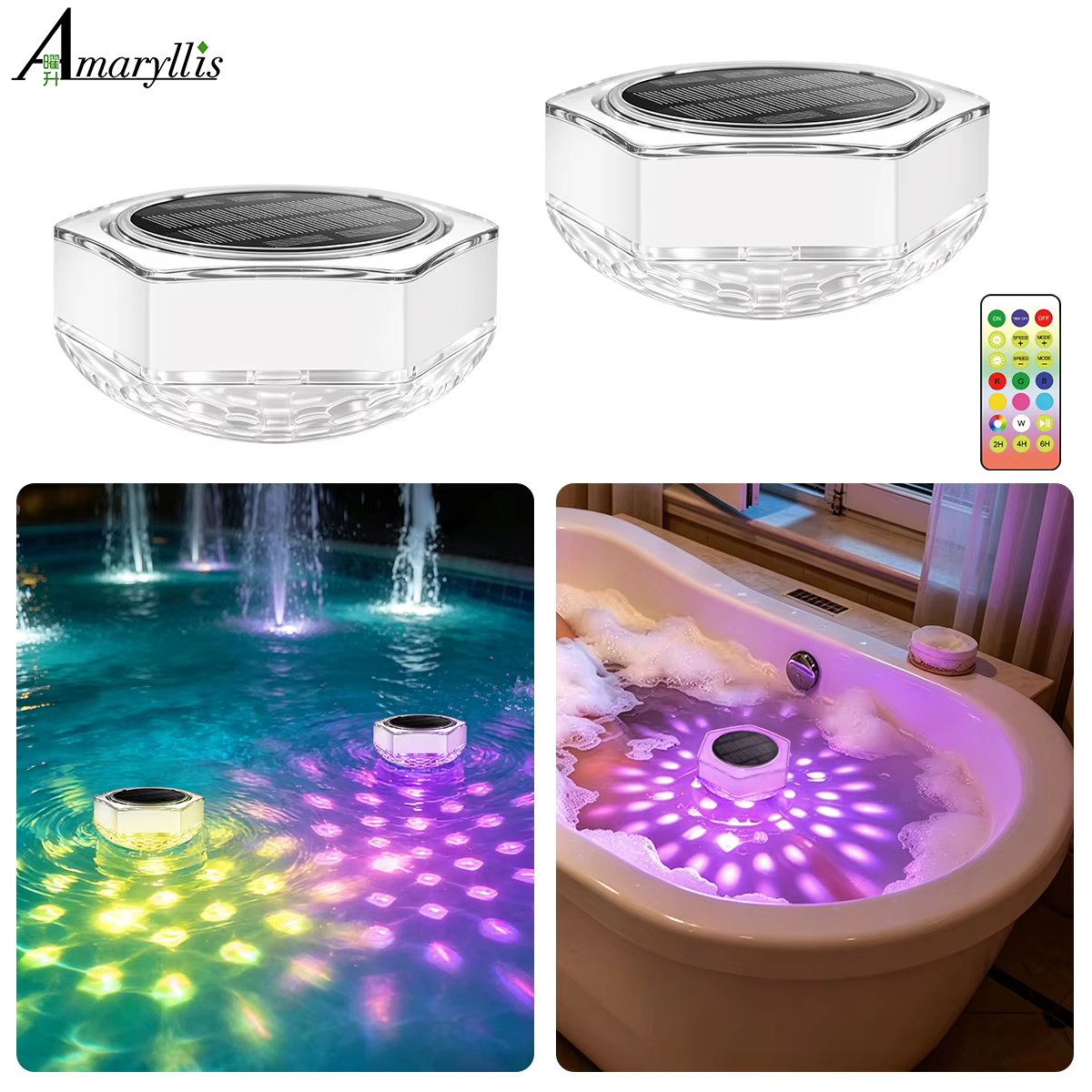 Lampes solaires flottantes pour piscine avec télécommande