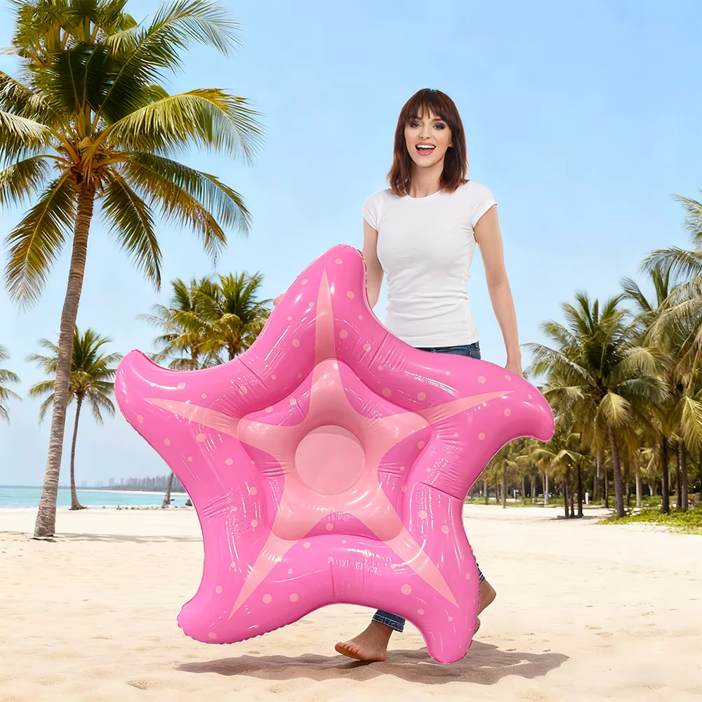 1 pièce Matelas flottant géant en PVC en forme d'étoile rose