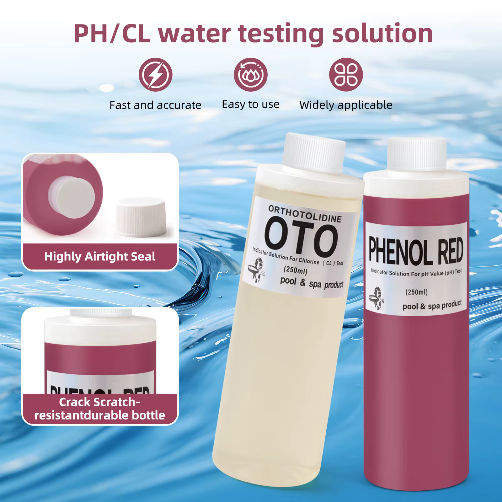 Kit de test d'eau de piscine 250 ml