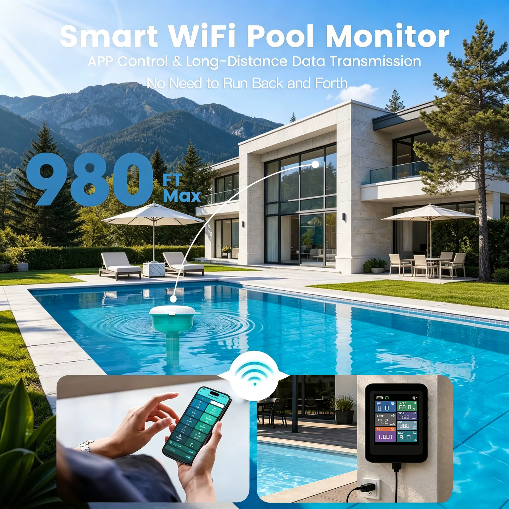 Testeur de qualité de l'eau de piscine Tuya WiFi 8 en 1