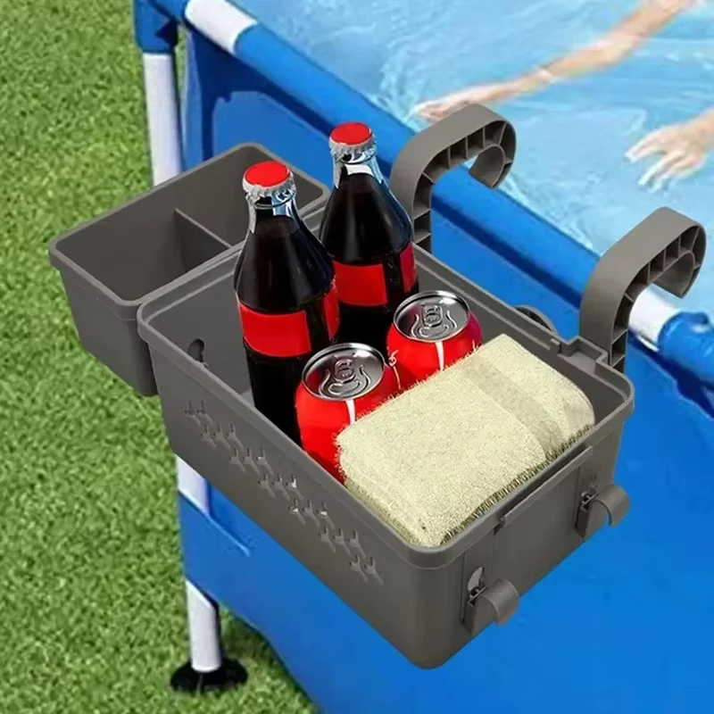 1 panier de rangement portable pour piscine avec porte-gobelet pour piscines hors sol