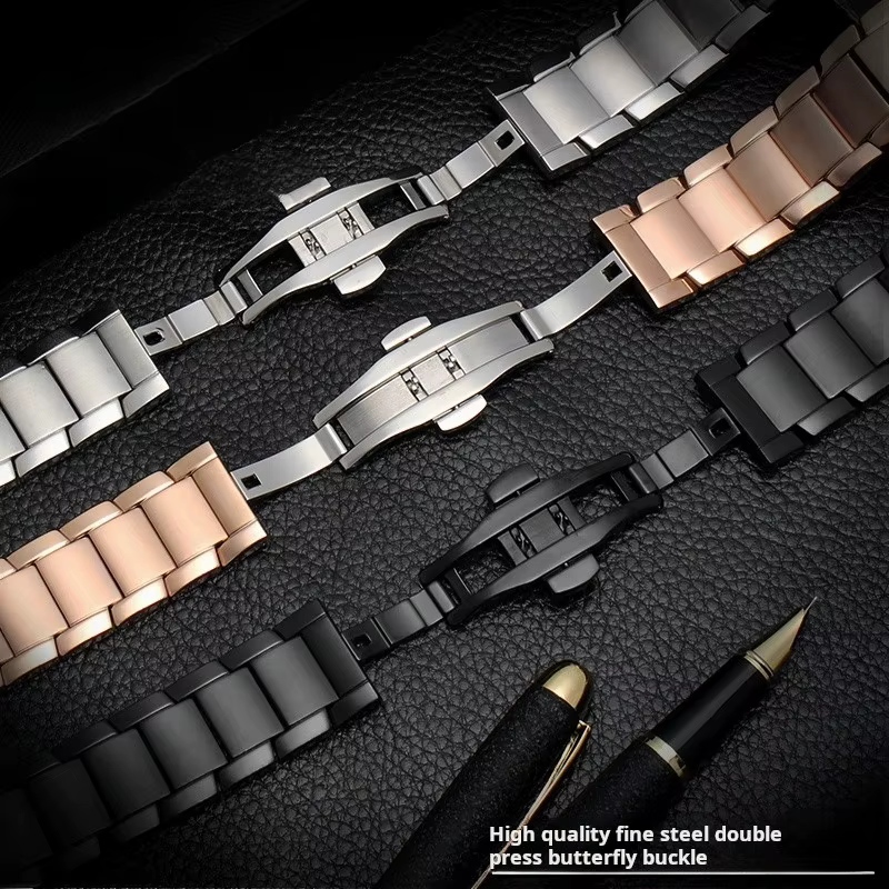 Bracelet de montre en acier inoxydable pour homme, extrémité incurvée, bracelet monochrome, bracelet en métal, 22mm, compatible avec Armani AR2447, AR2448, AR2434, AR2432, 2433, 2435