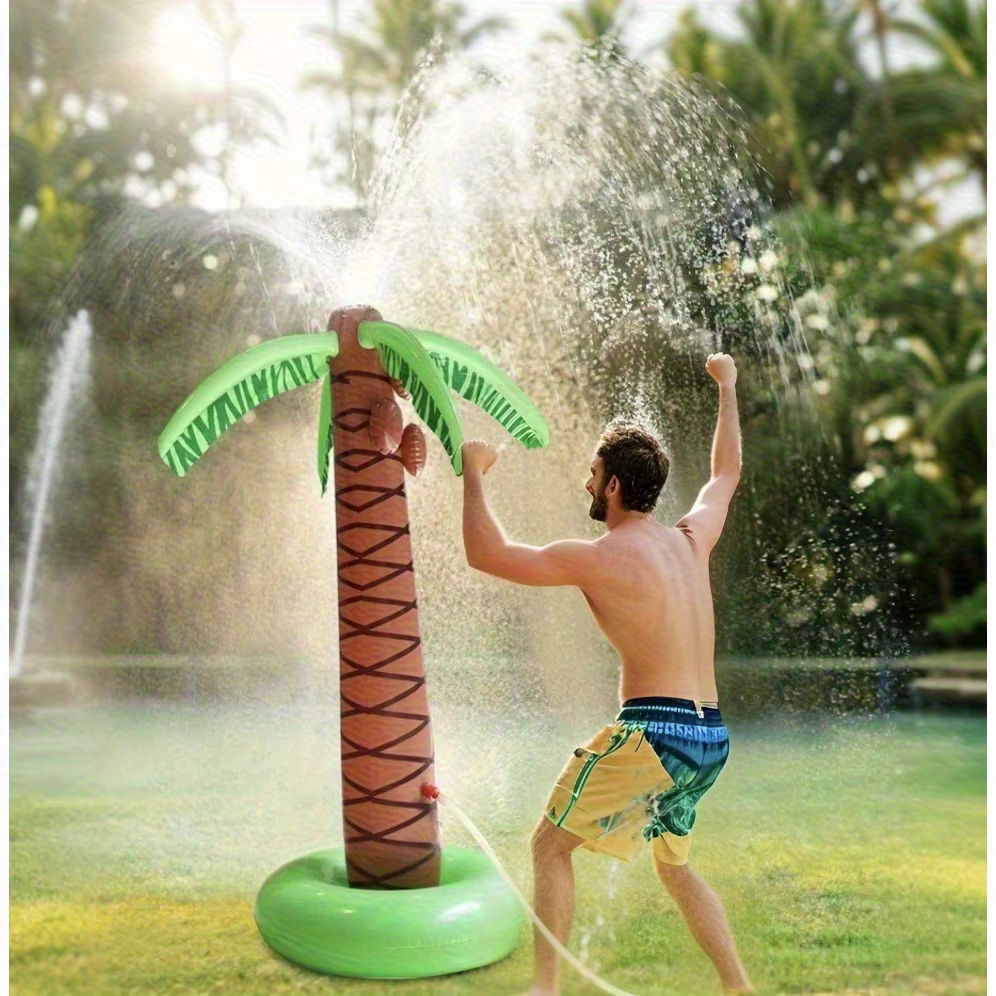 Arroseur gonflable palmier d'été 1,5 m+ de hauteur, jouet aquatique extérieur pour enfants, idéal pour les fêtes au bord de la piscine et les barbecues en été