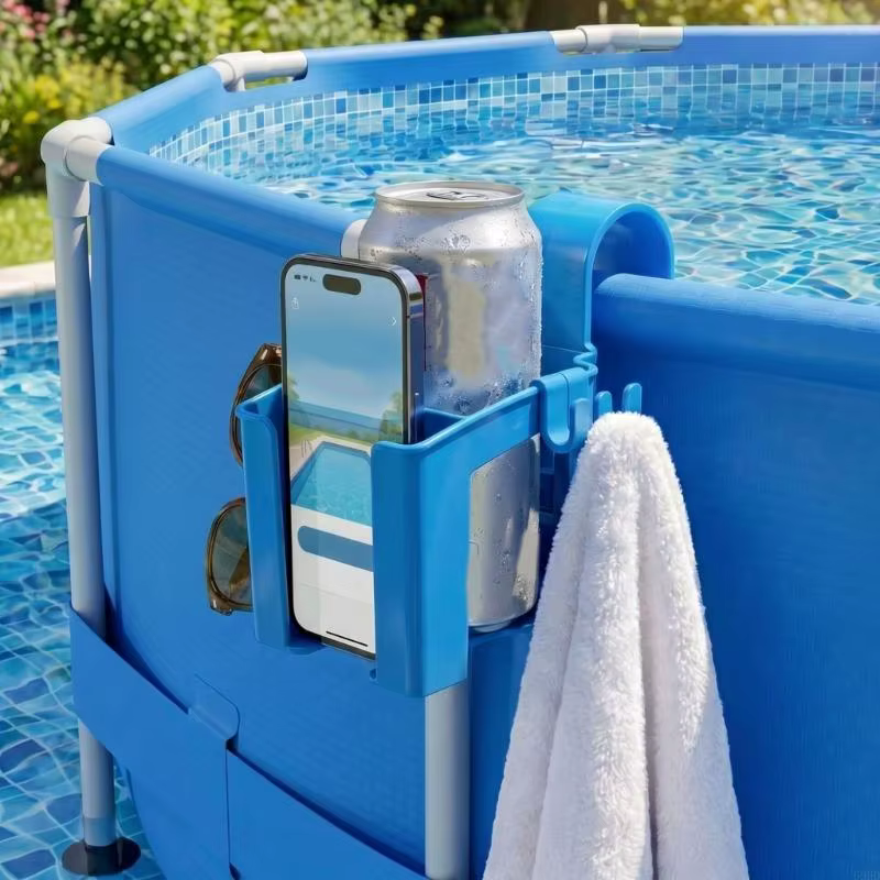 Ensemble plateaux à tasses piscine avec espace rangement conception suspendue en plastique 2 pièces