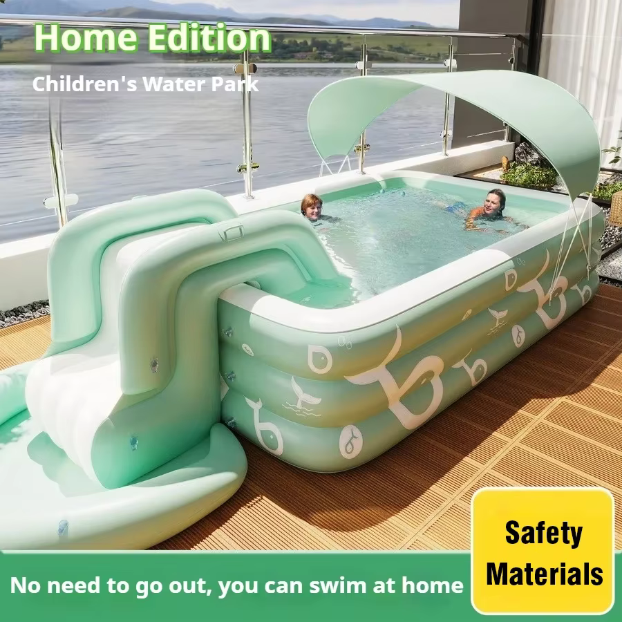 Piscine gonflable avec toboggan aquatique pour jardin arrière-cour