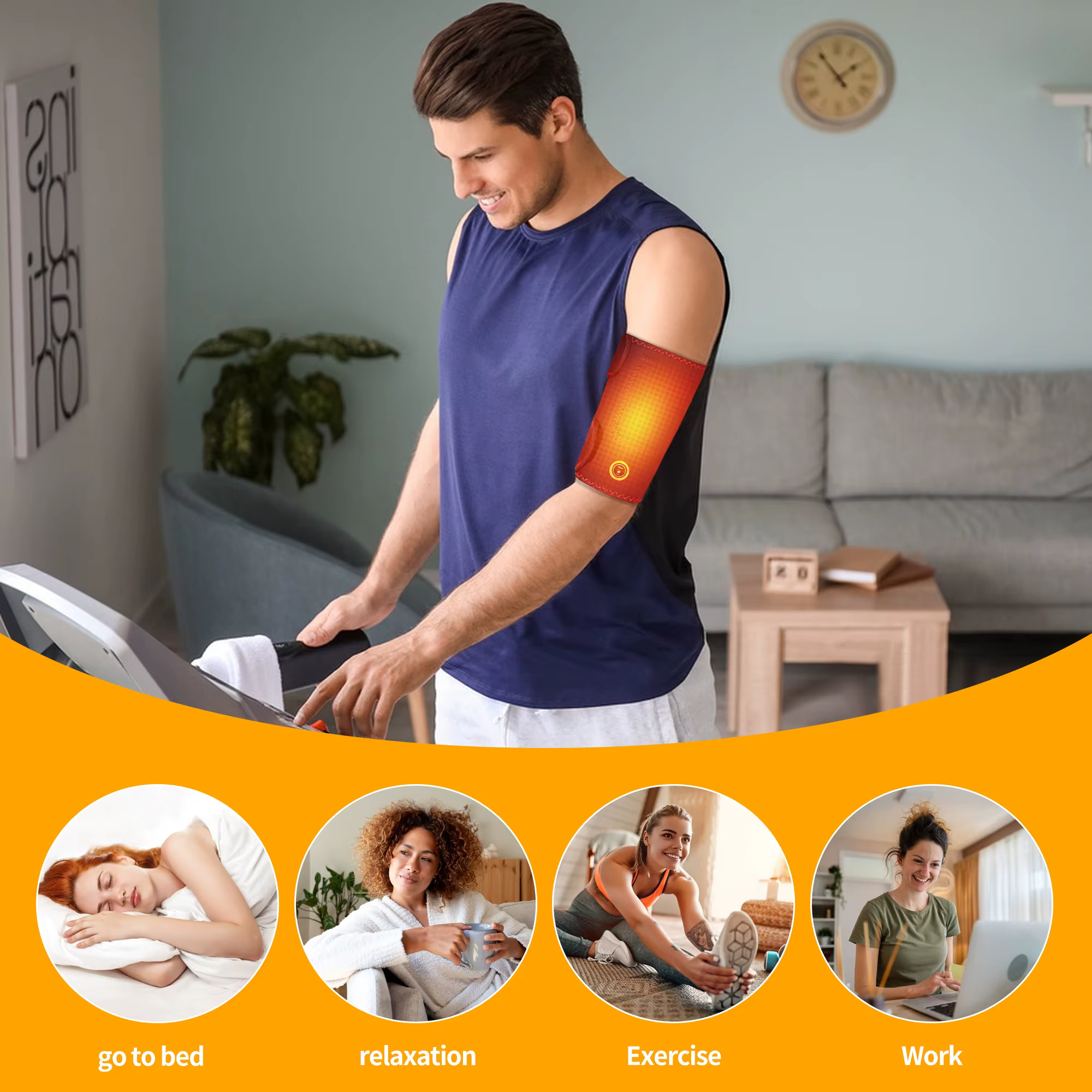 Attelle chauffante électrique pour coude, 3 niveaux de chaleur, pour tendinite, manchon chauffant pour bras, attelle de coude, manchon de bras, soulagement des douleurs articulaires et de l'arthrite