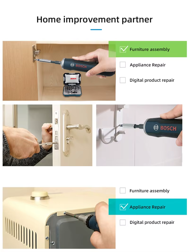‌ Bosch Jeu d'embouts de tournevis 26 pièces avec tournevis électrique et mini clé à cliquet