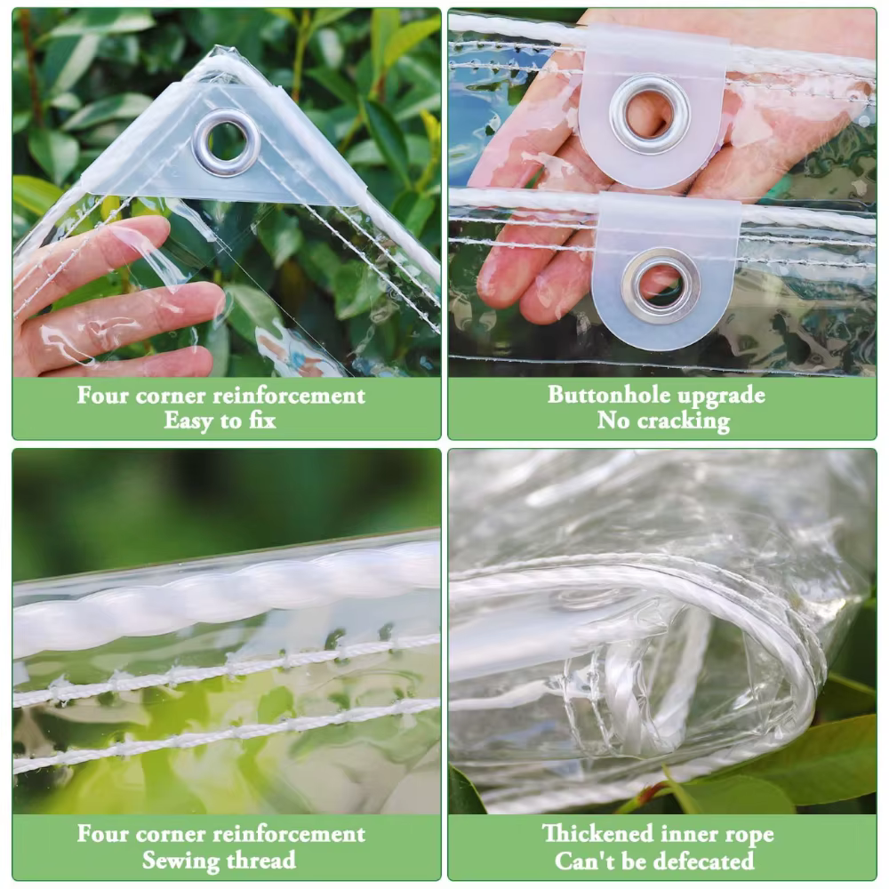 Bâche transparente en PVC de haute qualité avec coins renforcés améliorés et un design entièrement fermé