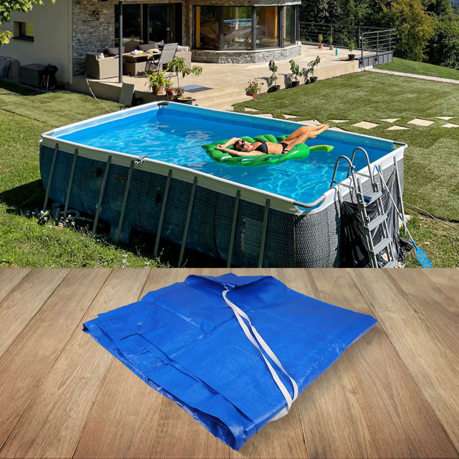 Couverture de piscine imperméable 460 x 230 x 25 cm