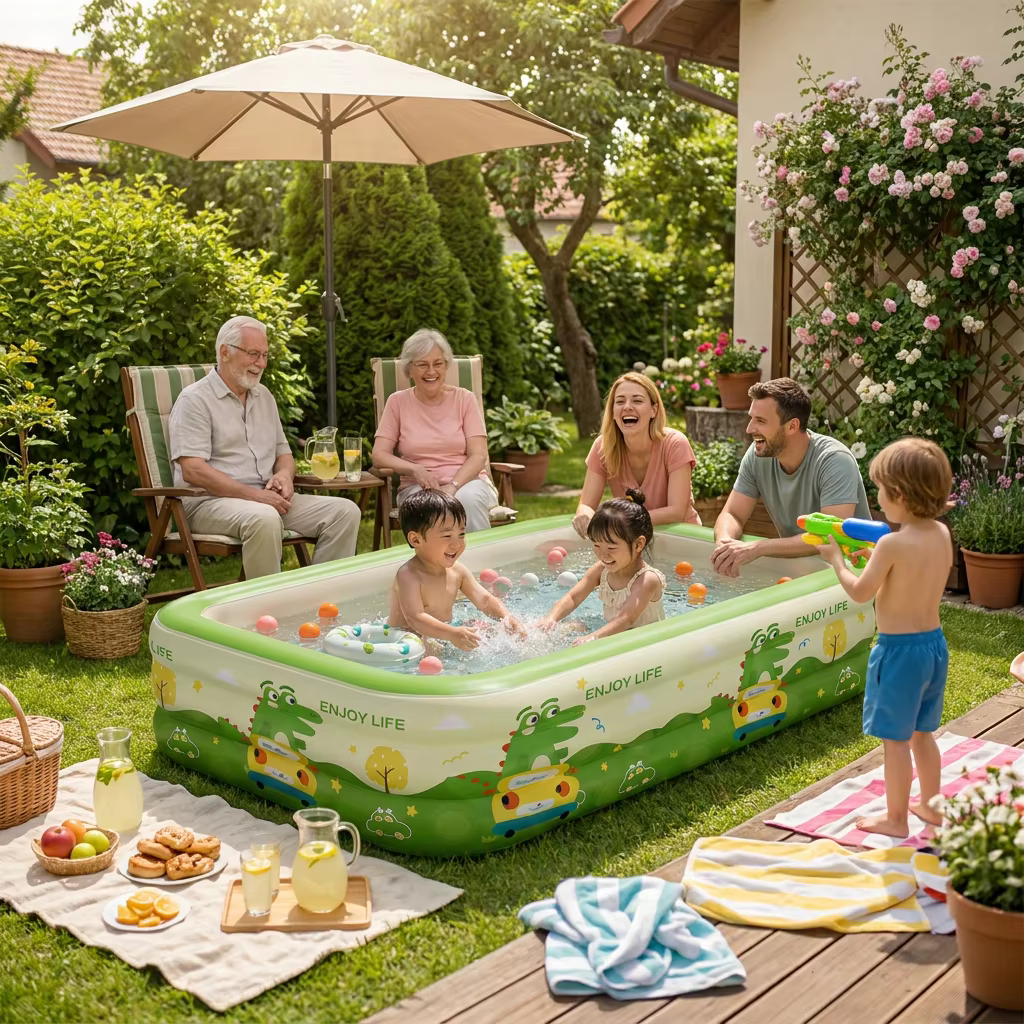 Piscine gonflable familiale pour 1 à 8 personnes, grande taille, pour adultes, enfants, bébés, été, extérieur, intérieur, bain, jeux aquatiques, portable