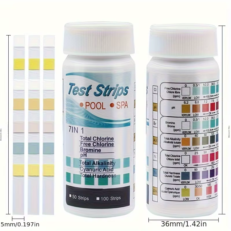 7-en-1 50/100 pièces piscine PH bande de Test valeur du chlore alcalinité dureté