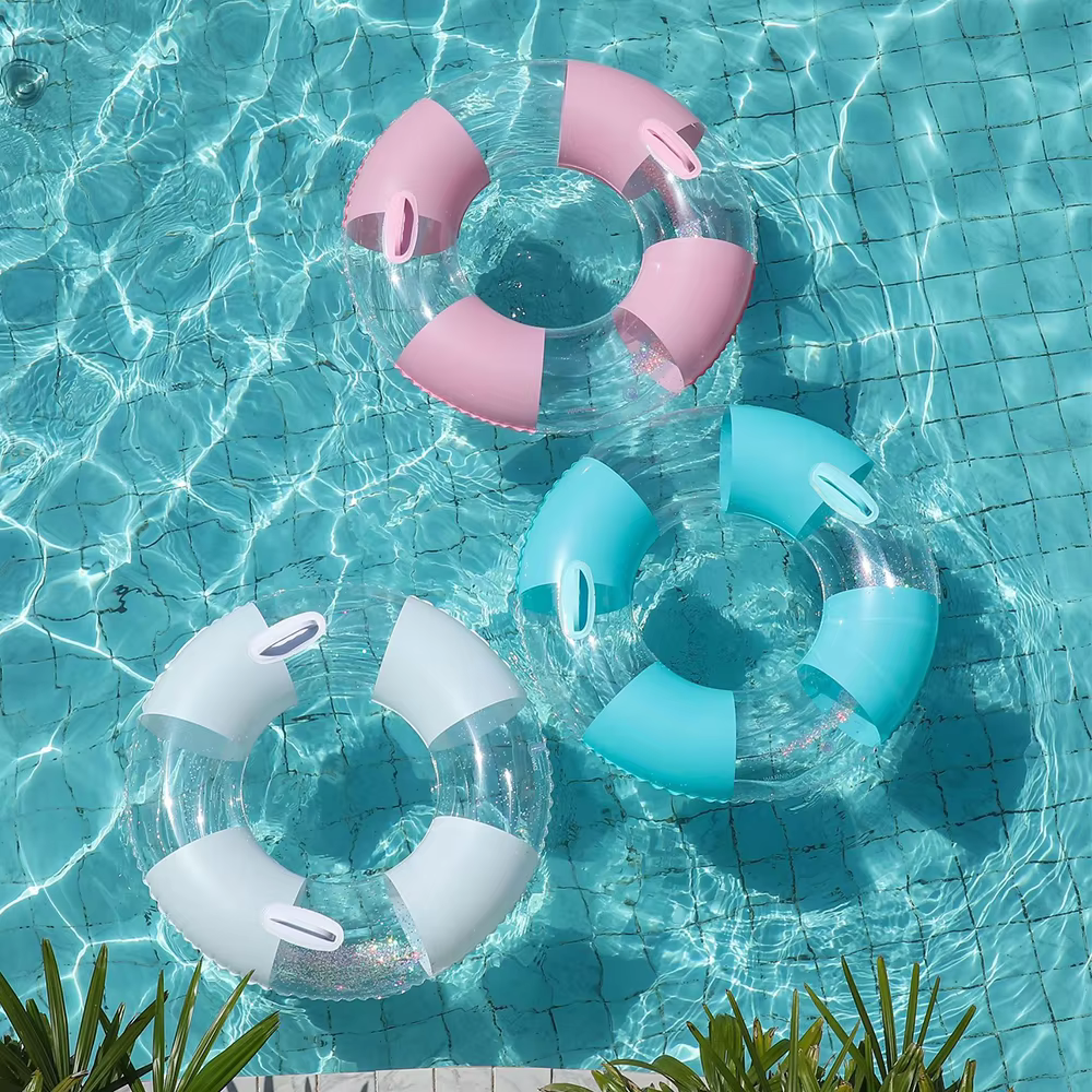 Bouée de piscine rétro à rayures