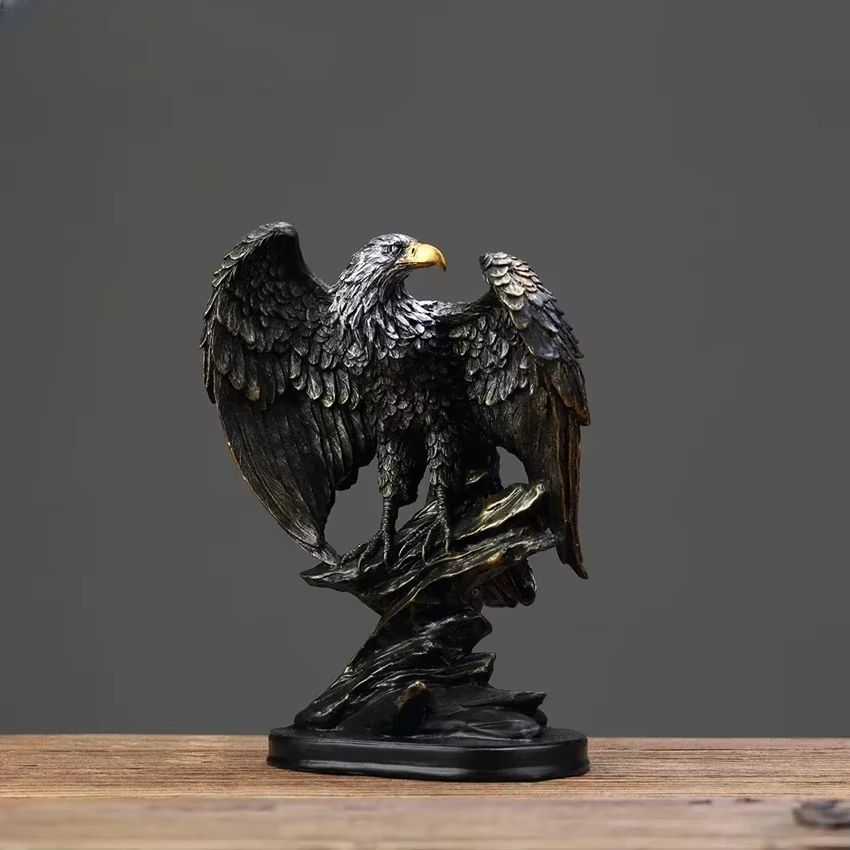 Statue d'aigle en résine, décoration de maison, Statue de bureau, symbole de pouvoir de la liberté de la richesse, cadeau de vacances d'anniversaire