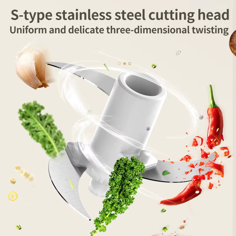 Trancheuse de cuisine multifonctionnelle en acier, hachoir à aliments, coupe-légumes, trancheuse USB, mini hachoir à aliments pour bébé, centre commercial