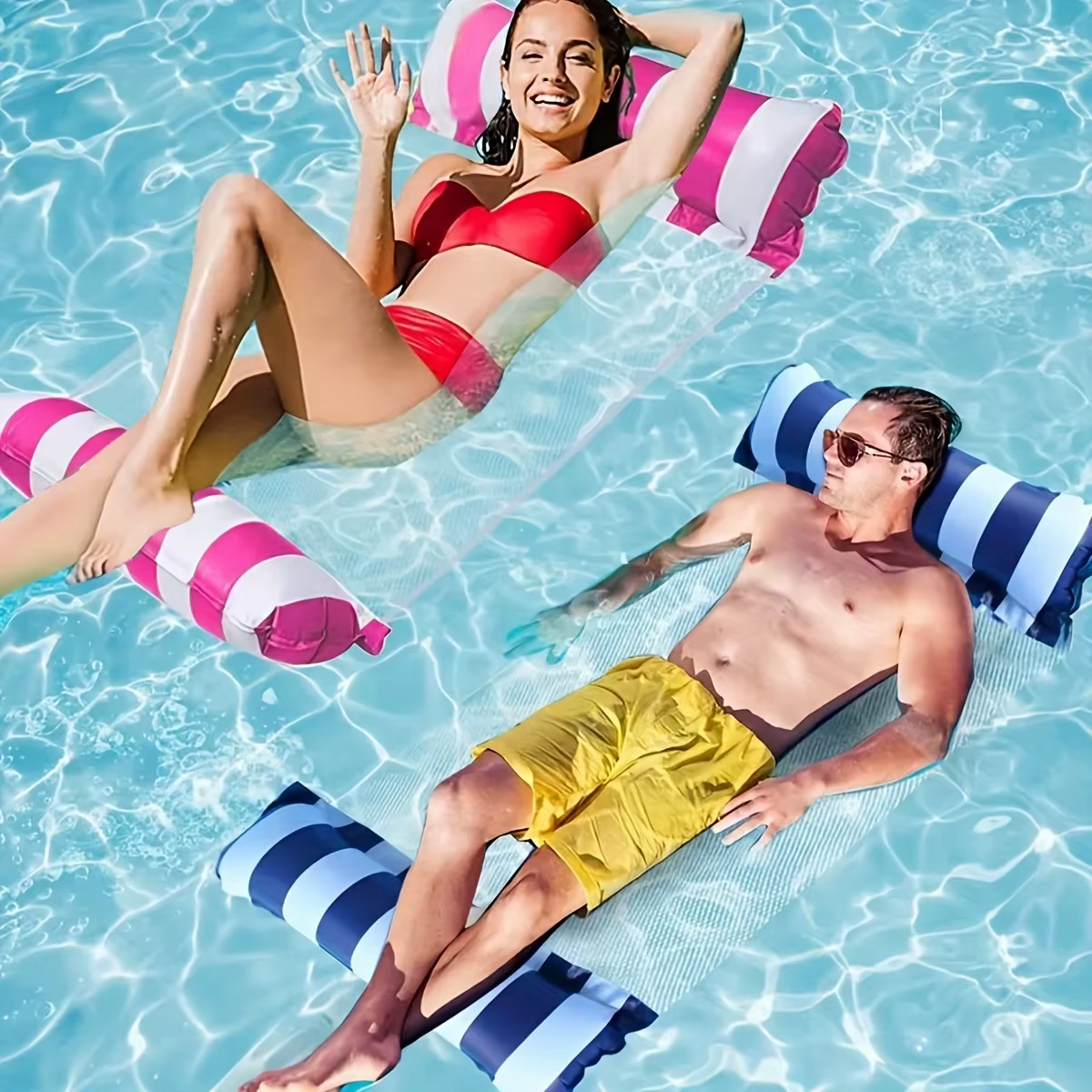 Chaises longues de piscine à rayures de qualité supérieure – Matelas de bain de soleil durables