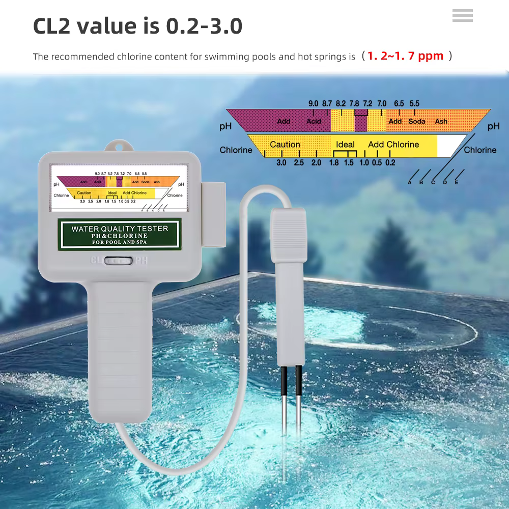 Testeur professionnel de PH et de chlore 2 en 1