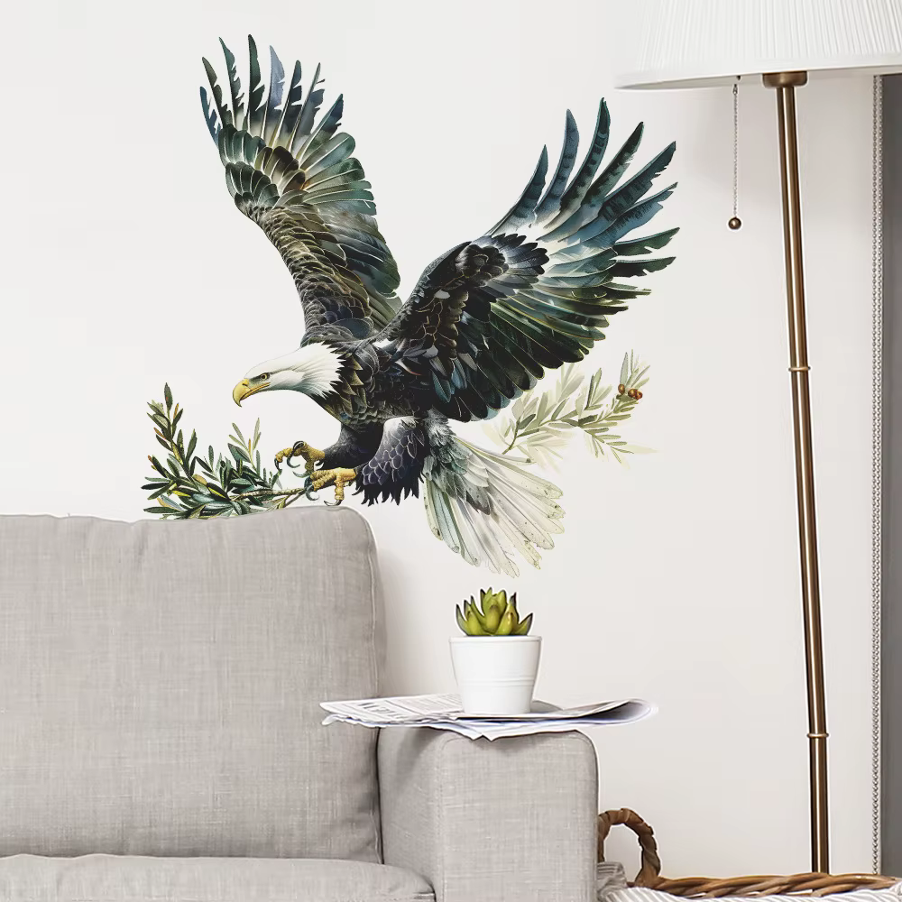 Autocollant mural aigle en aérographe pour salon, décoration murale de fond de canapé, décoration de chambre à coucher, autocollants animaux auto-adhésifs