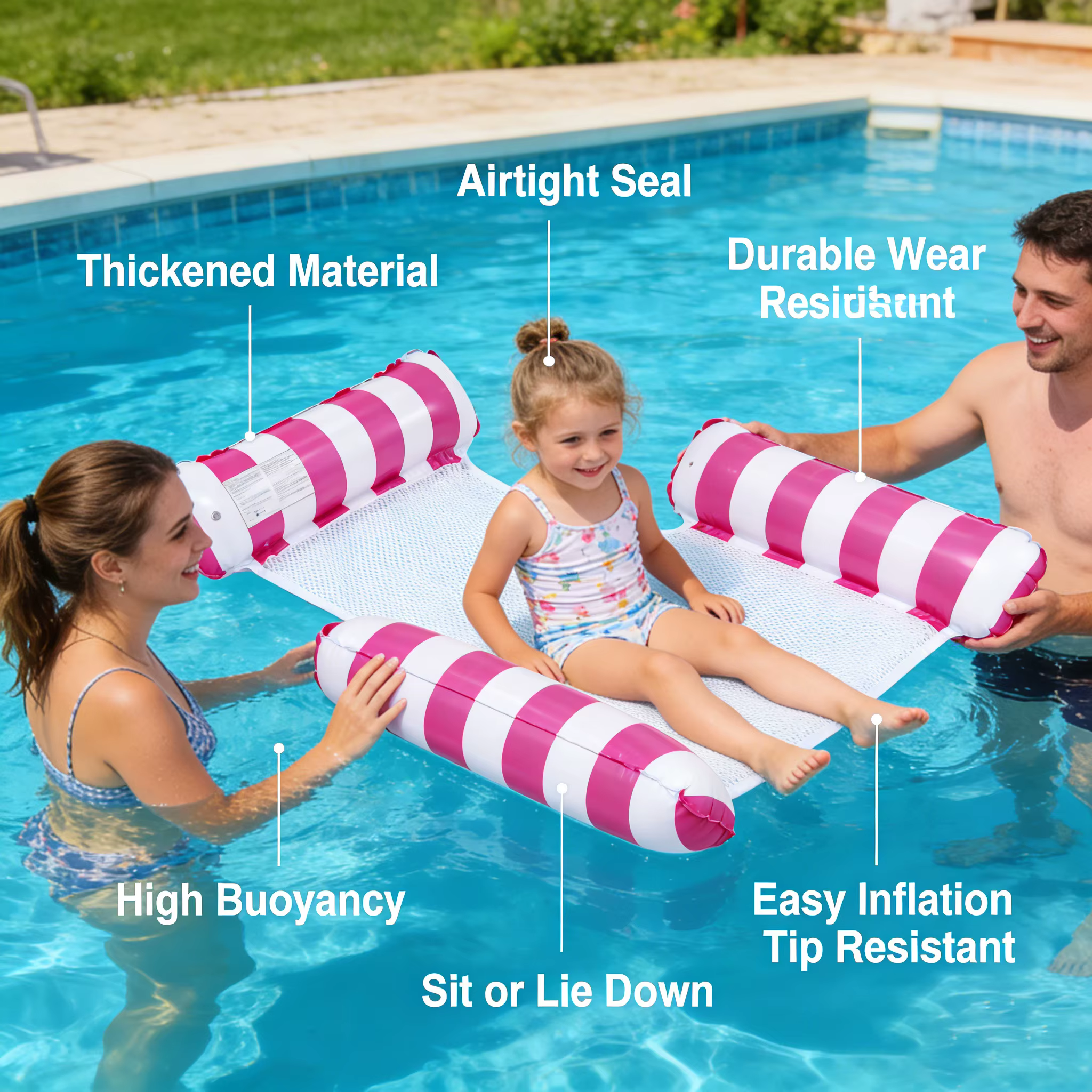 Hamac flottant gonflable 3 tubes pour piscine