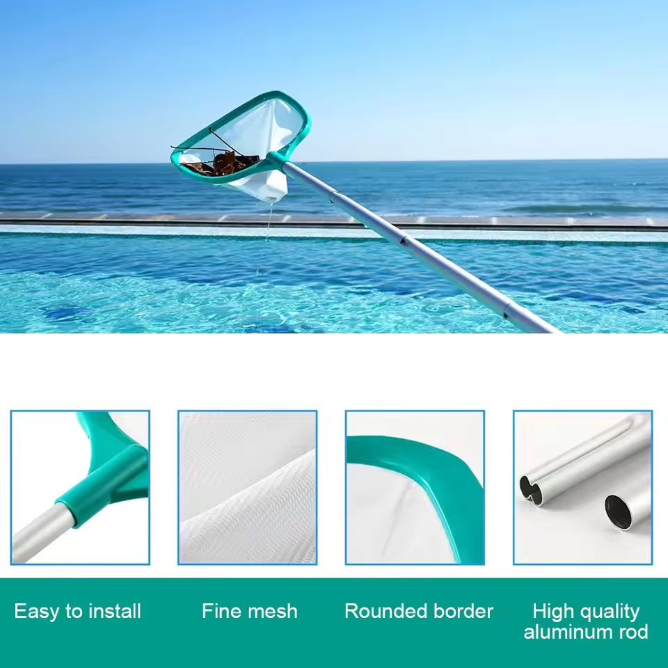 Épuisette à feuilles pour piscine avec manche en alliage d'aluminium pour le nettoyage